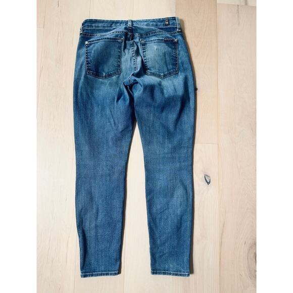 7 For All Mankind Jeans Size 27 Distressed Skinny Denim Ankle Holey - Picture 4 of 12
